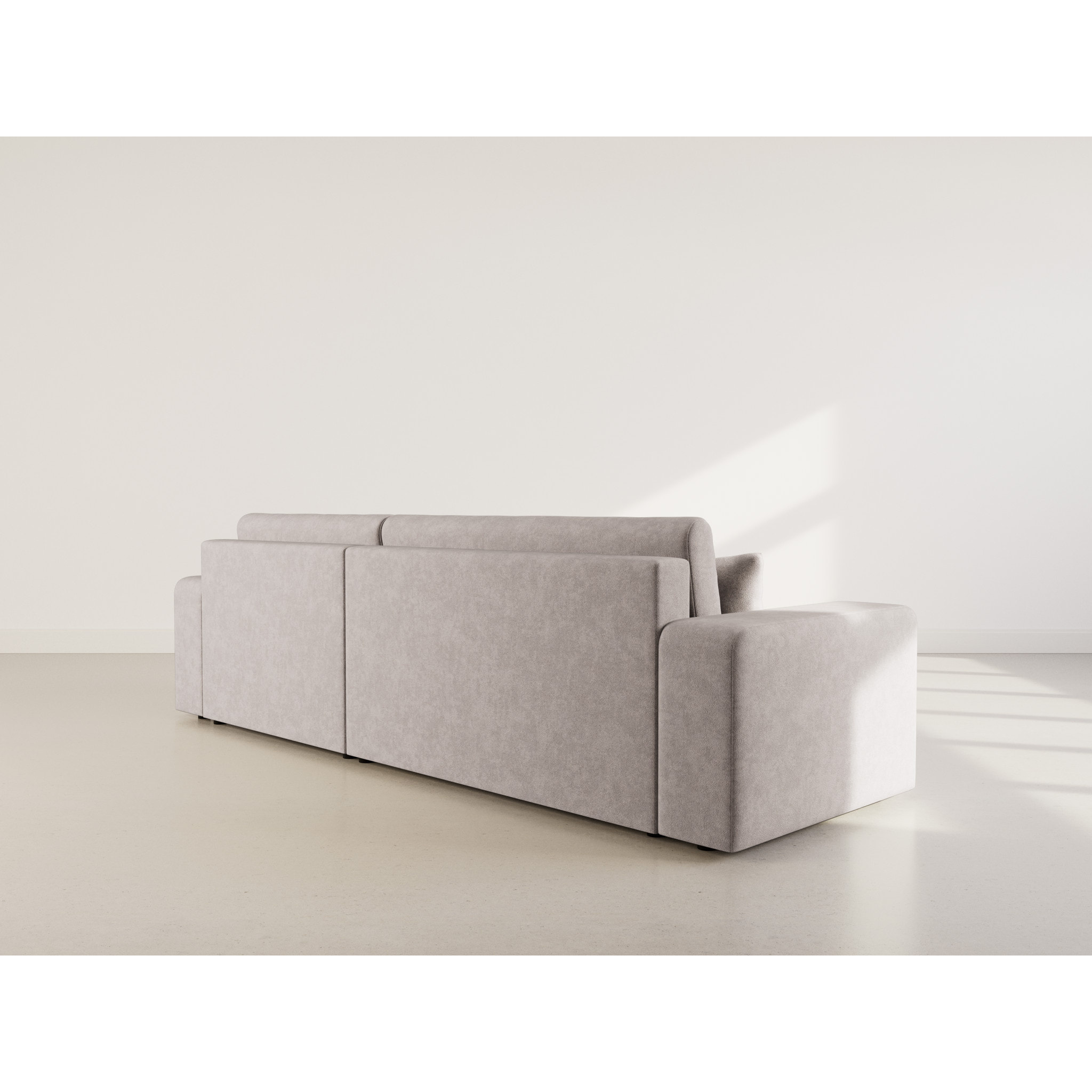 Nicole - Canapé d'angle réversible 5 places convertible avec coffre en tissu - Gris clair