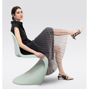 Abito con colletto a camicia e gonna in tulle plissettato