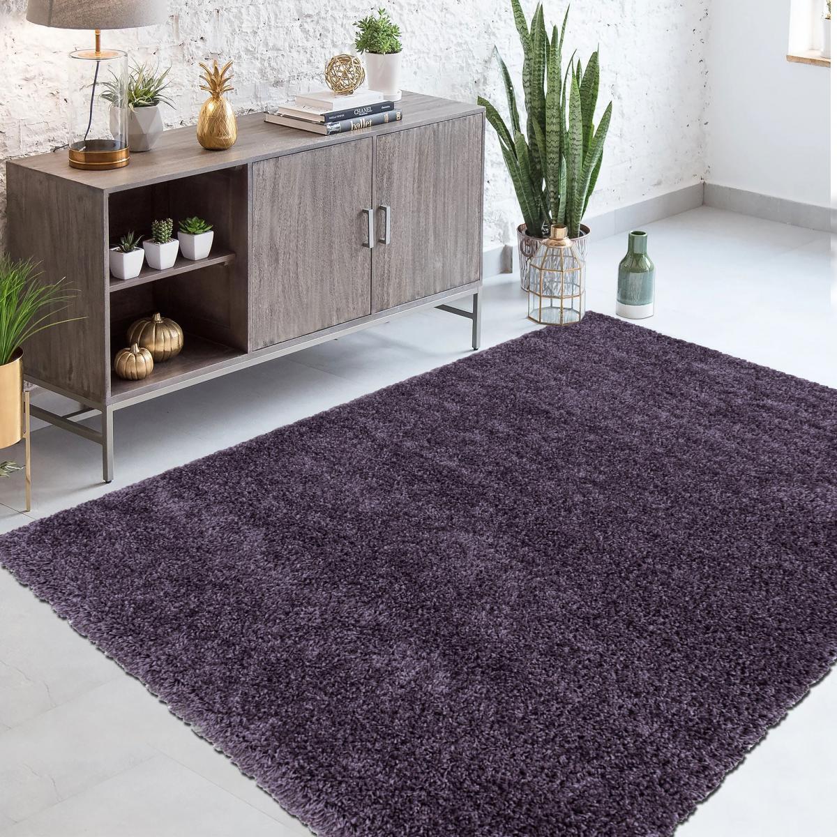 Tapis poils longs shaggy tissé motif uni RIBI