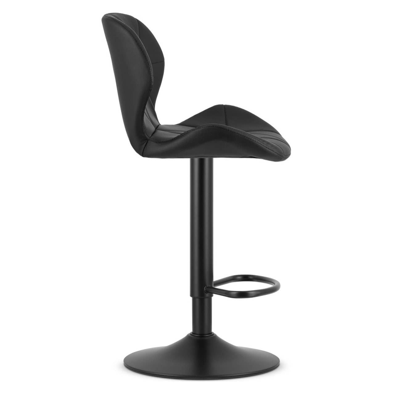 Sgabello da bar West in ecopelle nera con base regolabile