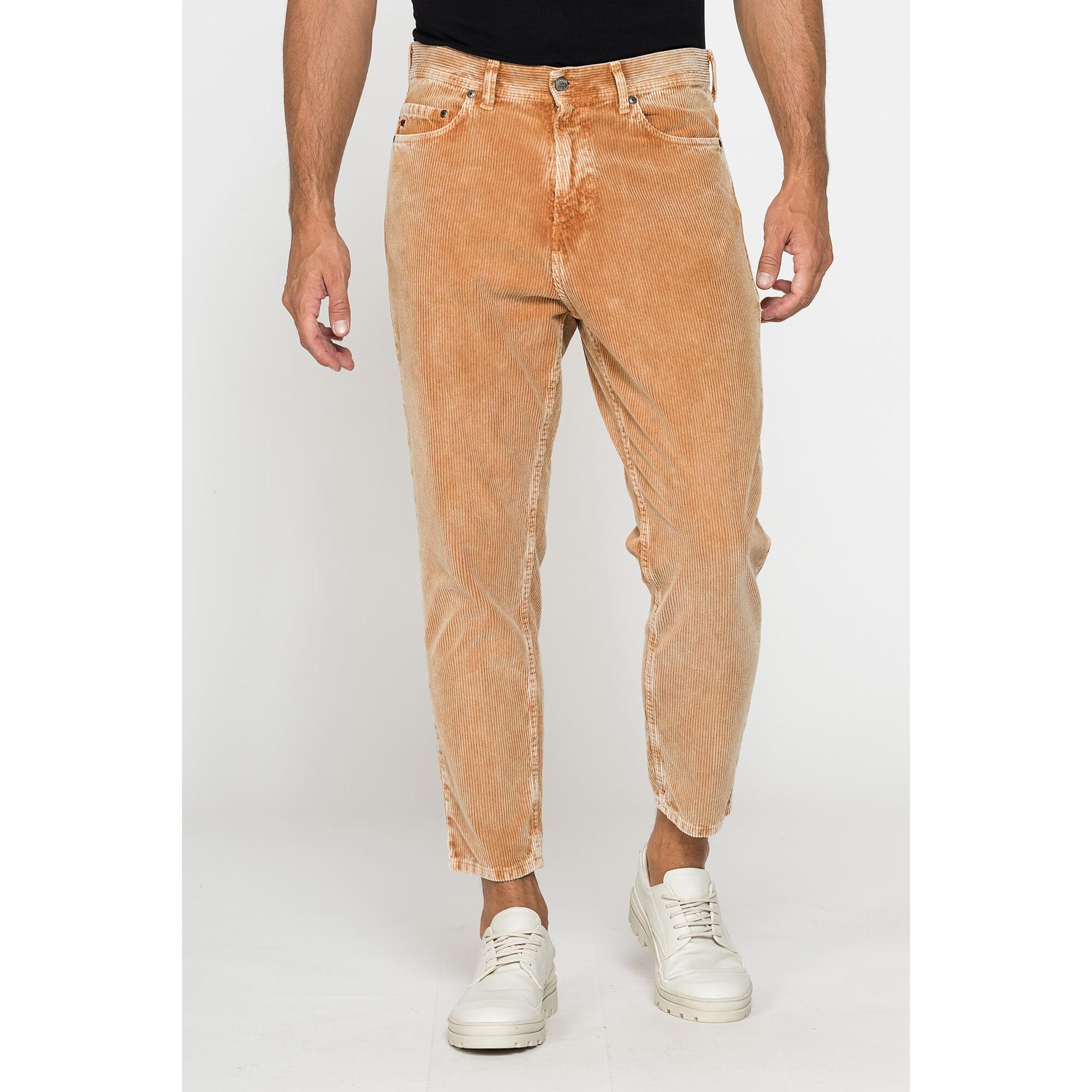 PANTALONE 5 TASCHE IN VELLUTO EFFETTO ACID WASH