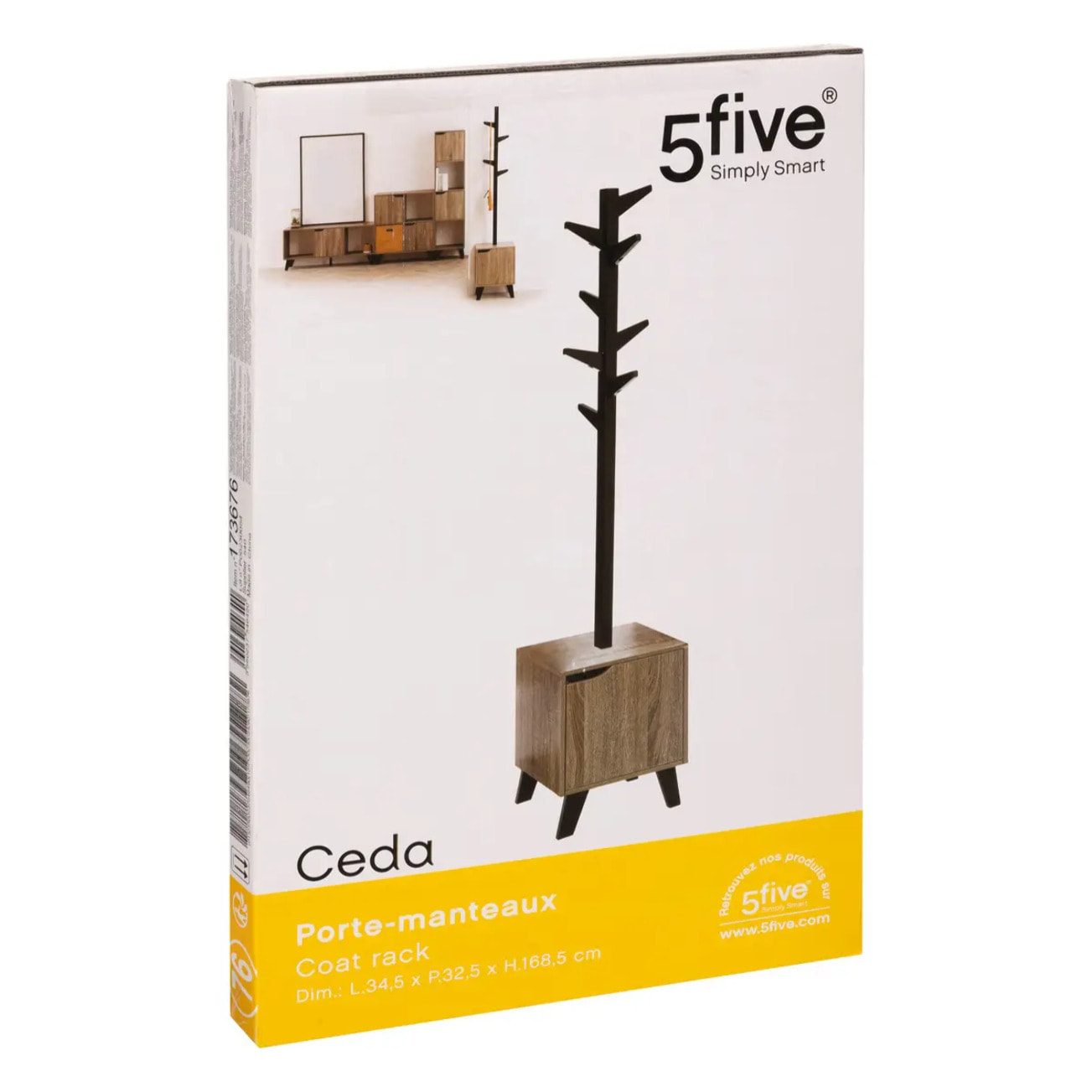 Porte-manteaux effet chêne naturel "Ceda" noir