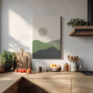 Tableau paysage abstrait collines vertes Toile imprimée