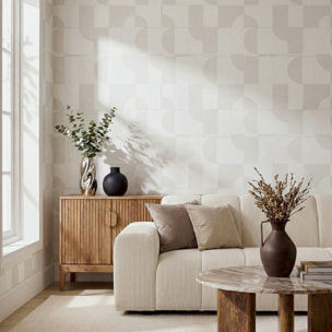 Papier peint pré-encollé géométrique Manuel 53x1000cm beige
