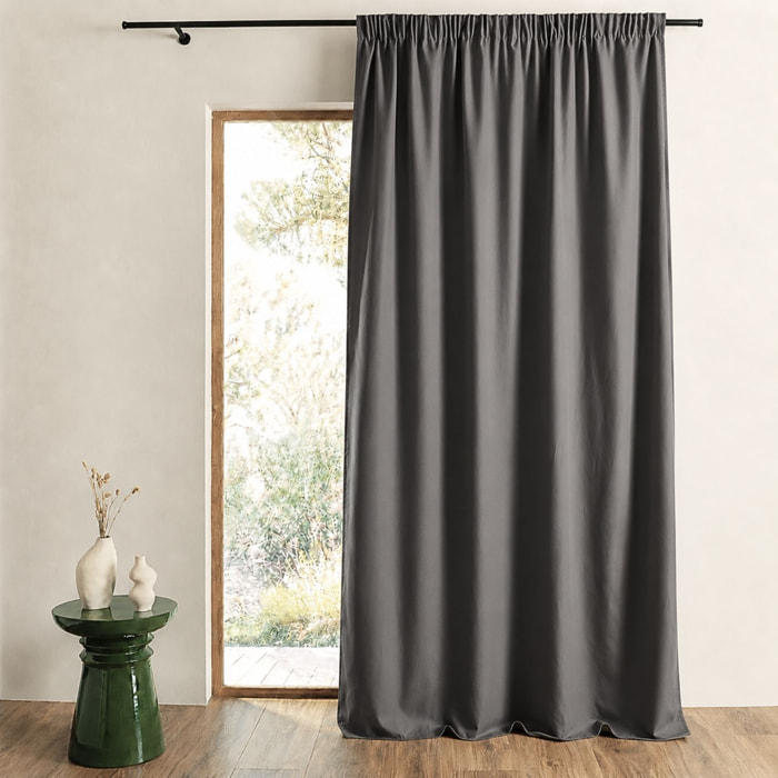 Rideau ignifugé M1 galon fronceur - Gris anthracite