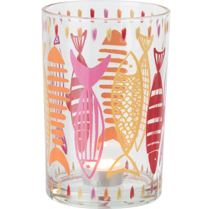 J-Line Photophore Poisson - verre - rose/orange - large