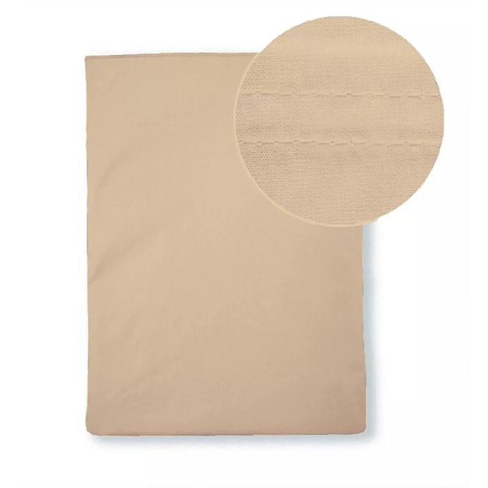 Drap plat percale de coton uni beige Giulia stone