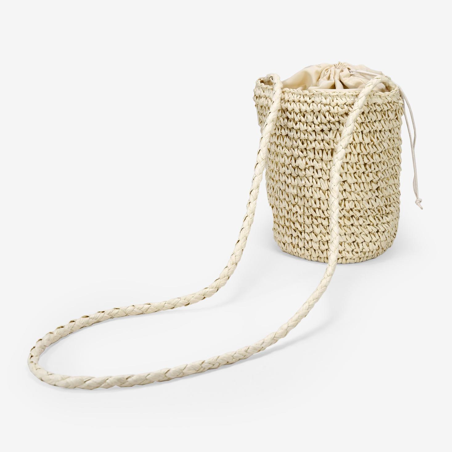 Bolso bandolera cubo de rafia beige