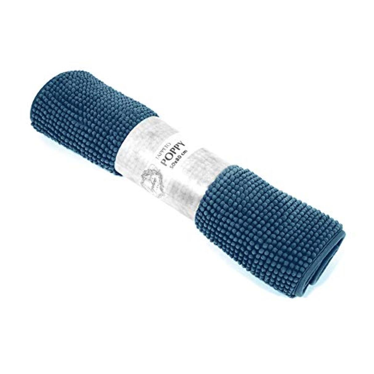 Tappeto Bagno Poppy Petrolio , Antiscivolo, Tessuto Morbido e Assobente.