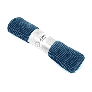 Tappeto Bagno Poppy Petrolio , Antiscivolo, Tessuto Morbido e Assobente.