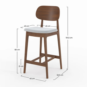 Lot de 2 chaises pour îlot central 66 cm en bois et tissu gris - Charlize