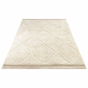 Tapis salon motif géométrique, relief raffiné, osel, entretien facile