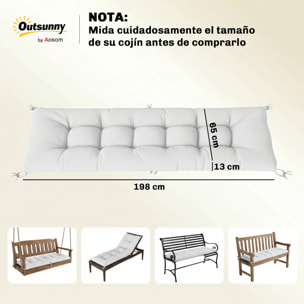 Cojín para Banco Exterior, Cojín para Banco y Tumbona de Jardín con Correas de Sujeción, Protección UV50+, Rebote Lento, para Interior y Exterior, 198x65x13 cm, Crema
