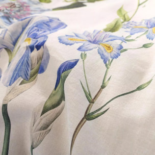 Housse de couette lin & coton lavé 130 g/m² imprimé bleu jaune Iris d'ete naturel