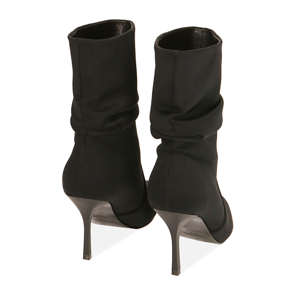 Ankle boots neri in tessuto, tacco 8,5 cm