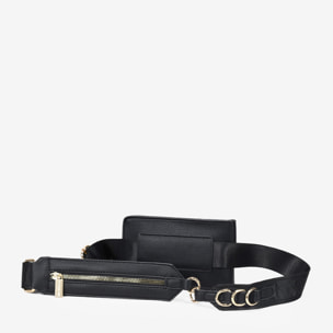 Riñonera plana negra con argollas