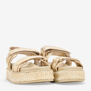 Sandalias plataforma beige en esparto