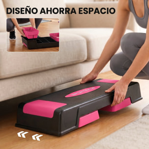 Step de Aeróbic Step para Fitness Stepper Antideslizante con Altura Ajustable de 12/17,5/22,5 cm Base Robusta Carga 250 kg para Entrenamiento en Casa Gimnasio Hombres y Mujeres Rosa