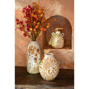 J-Line Vase Fleurs - grès - ocre/blanc cassé - large