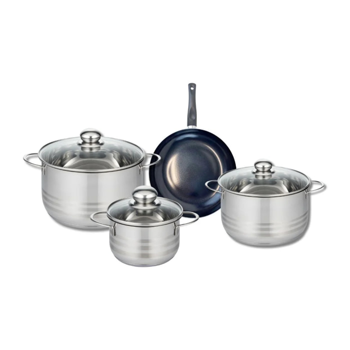 Ensemble de 1 Poêle de cuisson 20 cm et 3 faitouts 16, 20 et 24 cm Elo Prima Brillant