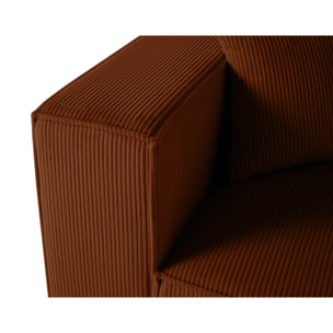 Arty - module d'assise gauche - en velours côtelé - Terracotta