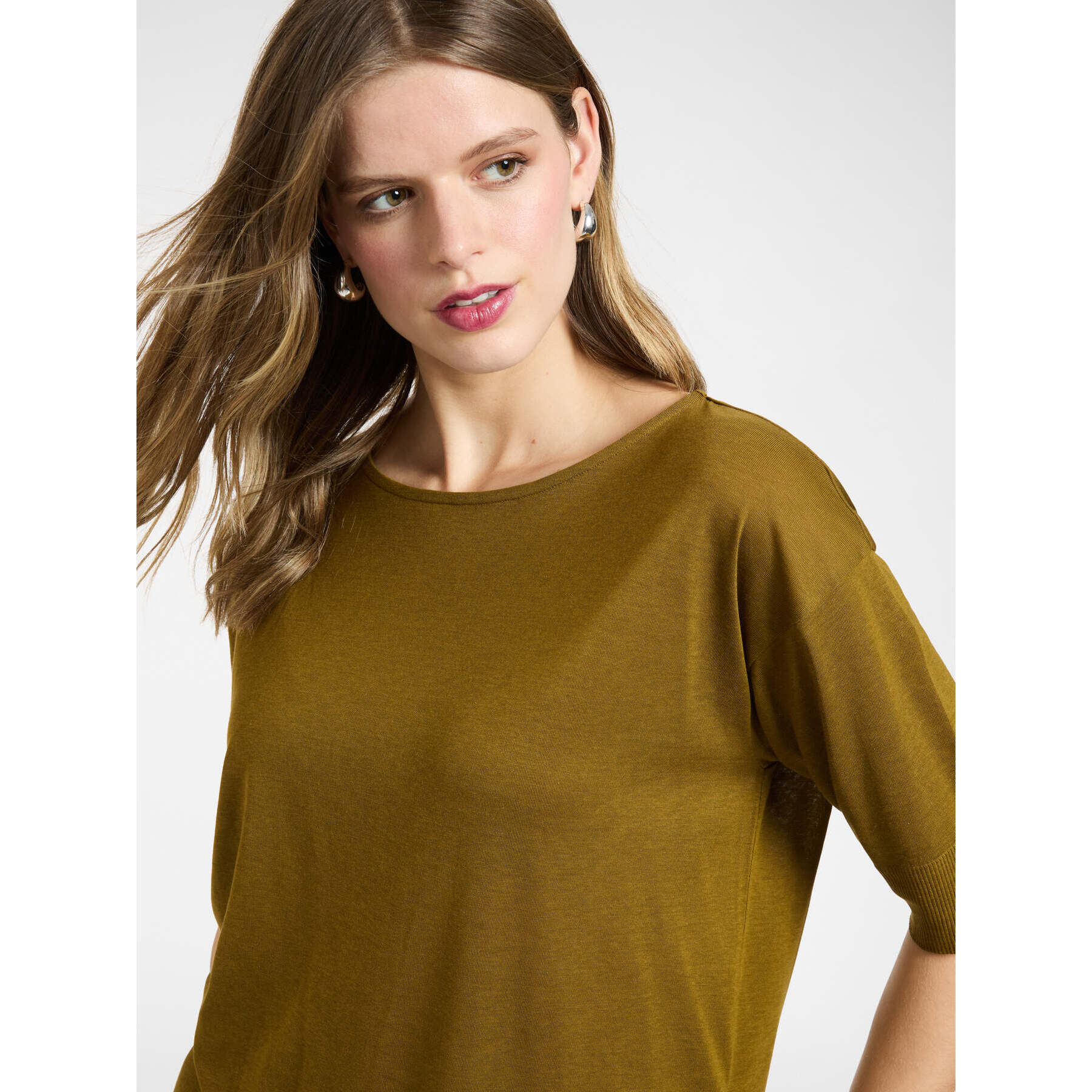 Elena Mirò - T-shirt in filato misto lyocell - Verde militare