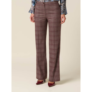 Oltre - Pantaloni in flanella check - Bordeaux