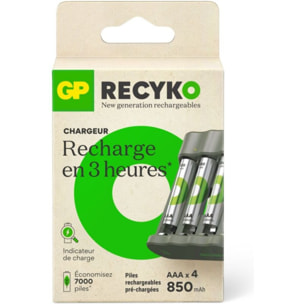 Chargeur de piles GP B441 + 4 AAA 850mAh