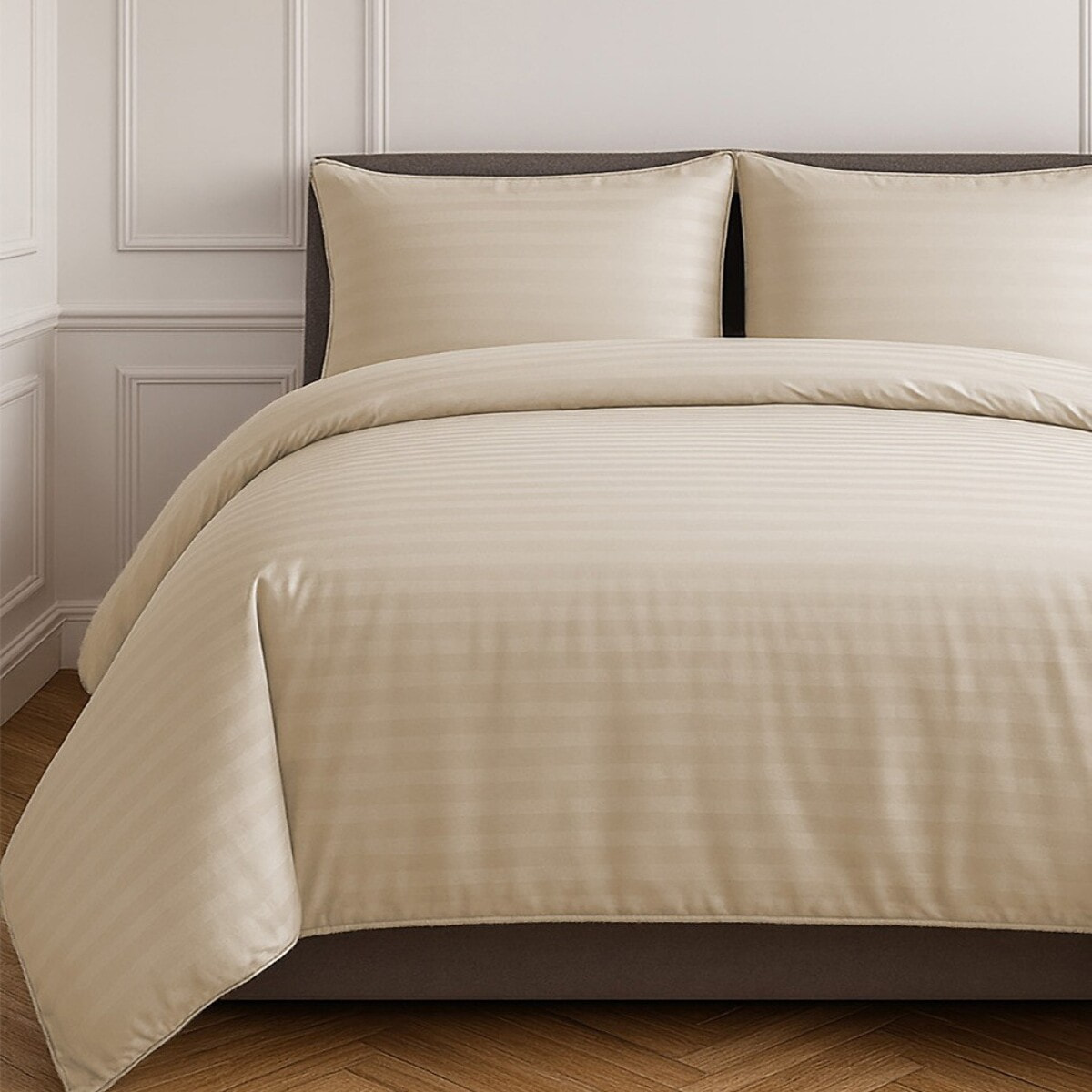 Parure de couette 3 pcs 100% satin de coton taupe