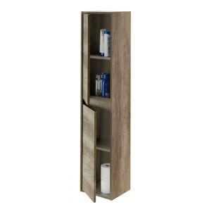 Mobile colonna Aladin, Mobile bagno a 2 ante, Armadio pensile sospeso, Mobiletto multiuso moderno, 30x26h140 cm, Quercia