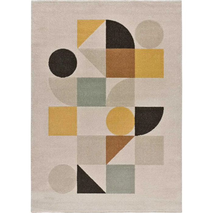 DOMUS Alfombra pelo corto diseño geométrico multicolor, varias medidas disponibles.