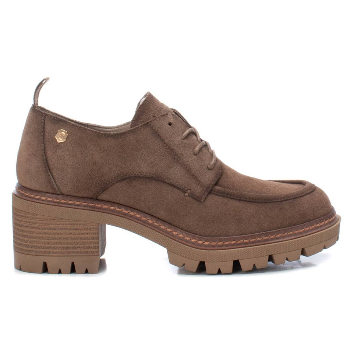 Zapato blucher/derby de piel taupe