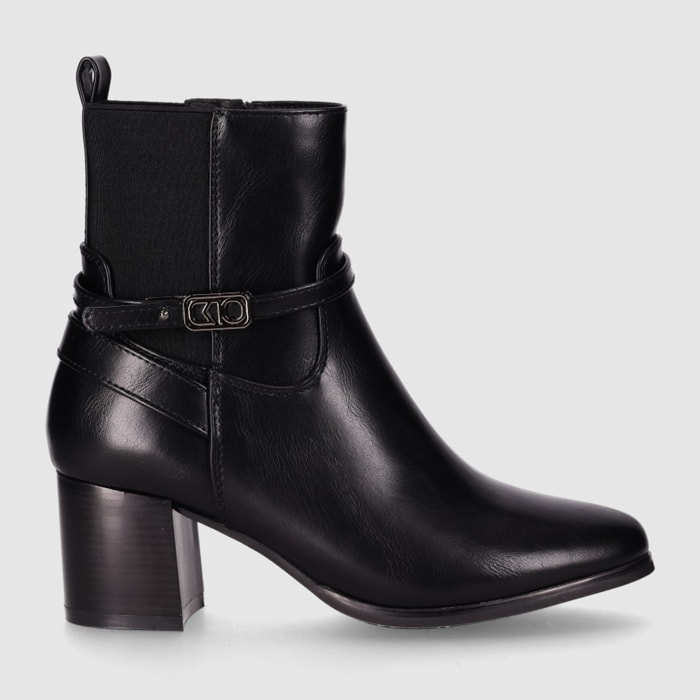 Botines de Piel Sintética - Negro - Tacón: 6 cm