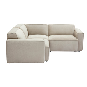 Canapé d'angle modulable 3 places en tissu effet velours texturé beige SPLIT