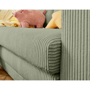 Marilia - canapé 2 places - convertible déplimousse - en velours côtelé - Vert sauge