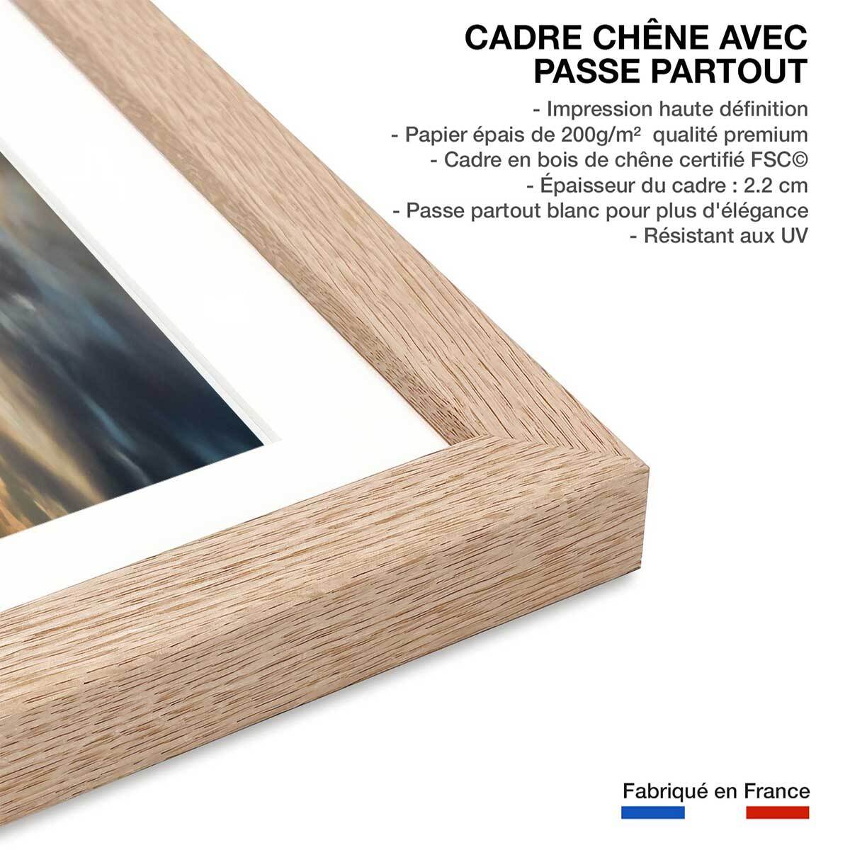 Affiche vestige mur de l'atlantique Affiche + cadre en bois - Chêne
