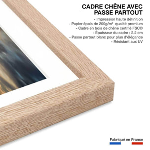 Affiche vestige mur de l'atlantique Affiche + cadre en bois - Chêne