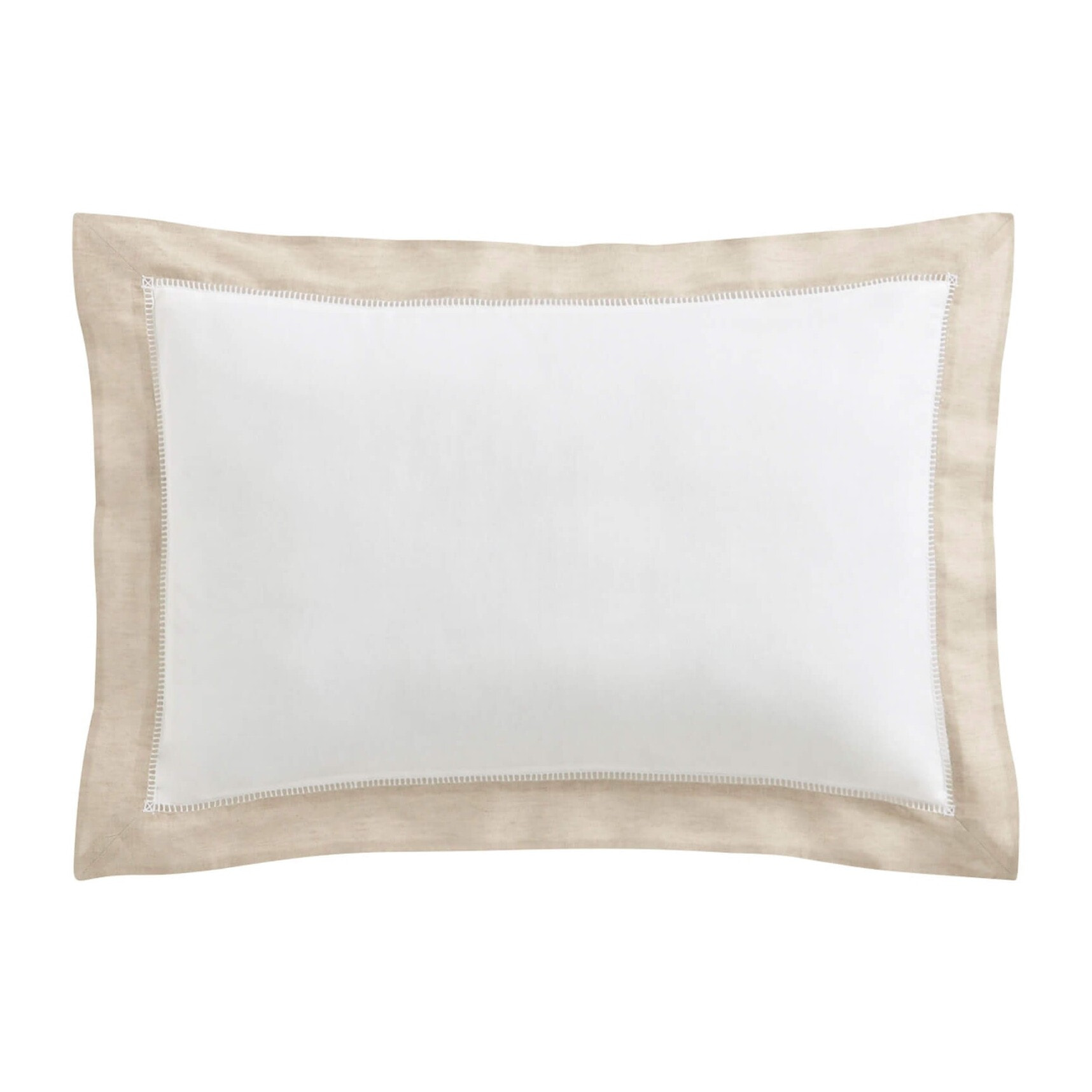 Taie d'oreiller bicolore en lin métis, Made in France, PARIS , Naturel