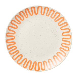 J-Line Assiette Courbe Porcelaine Orange Large