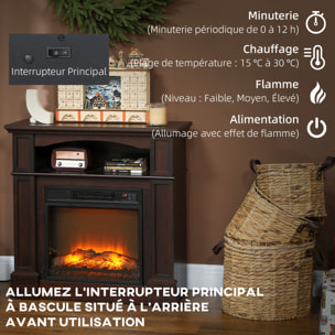 Cheminée électrique XL style classique chic 1800W  effet flammes LED réglable télécommande effet bois