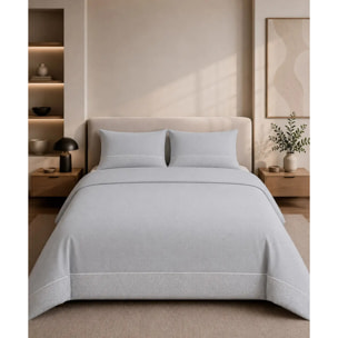 Parure Copripiumino Class Grigio in Cotone 100% Made in Italy, Stampa Digitale HD