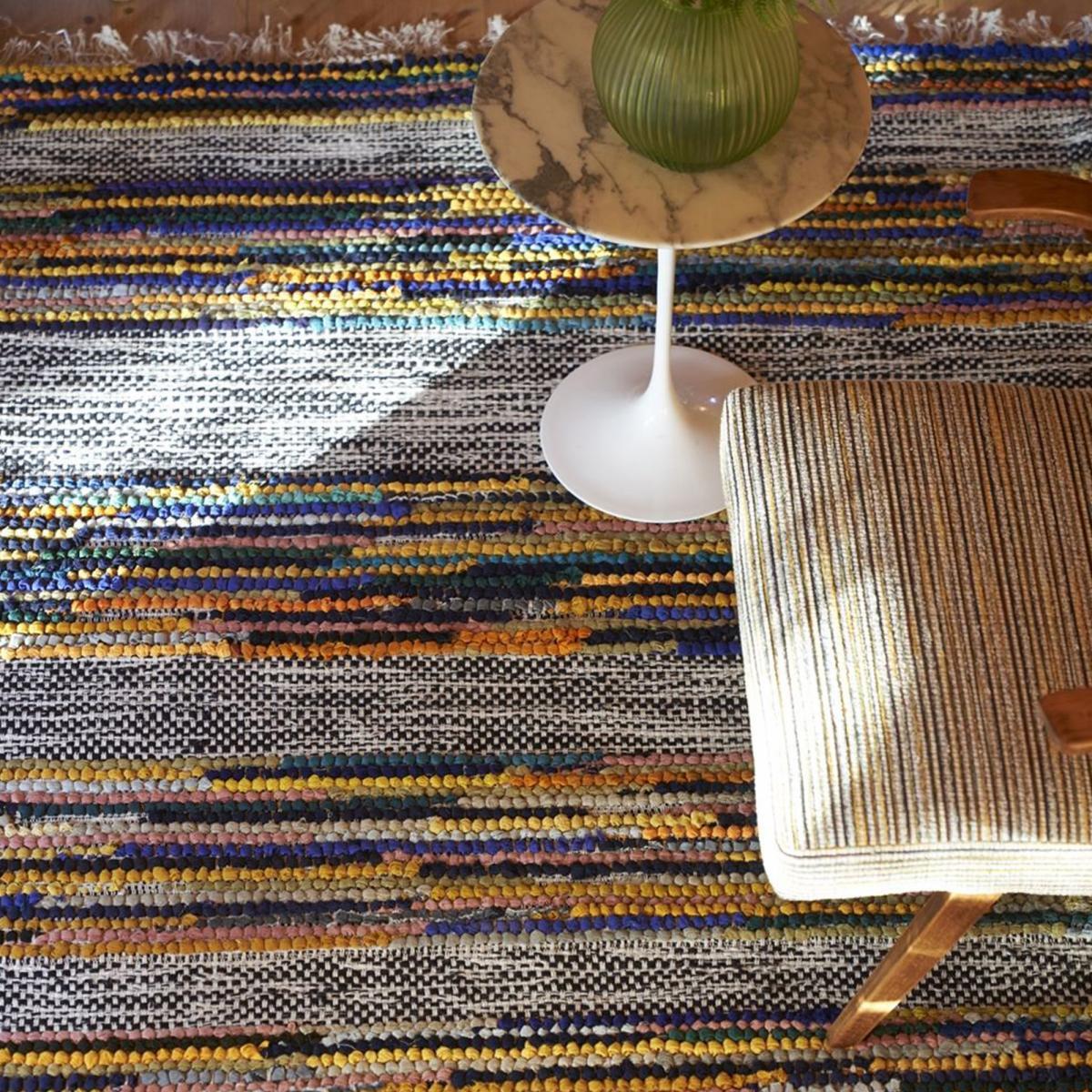 Tapis salon et chambre tissé en coton motif ethnique OLDE