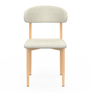 Chaises Callisto en tissu beige et pieds métal - lot de 6