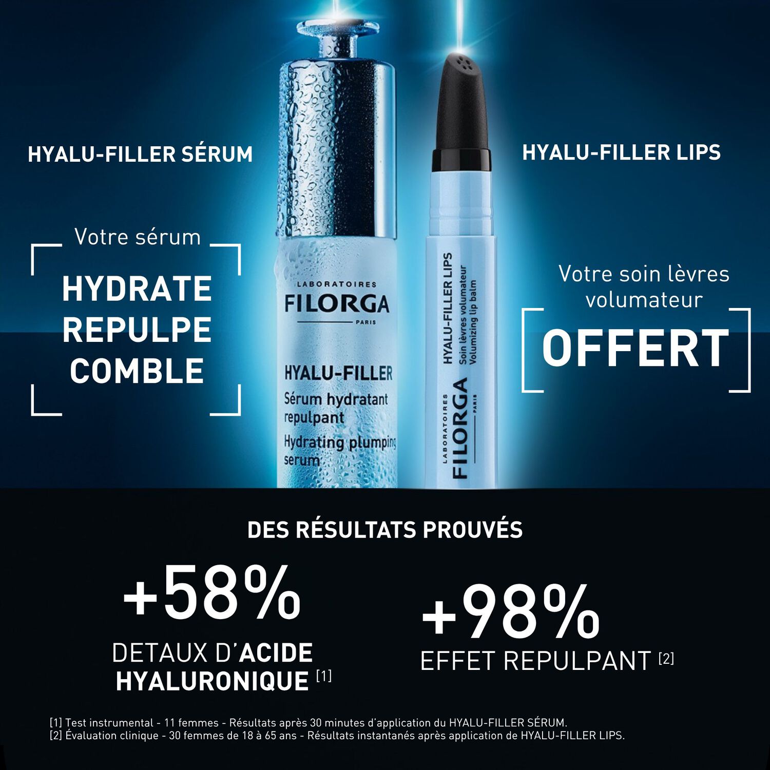 Hyalu-Filler - Coffret Hyalu-Filler Sérum Hydratant 30 ml + Hyalu-Filler Lips Soin Lèvres Volumateur 4g