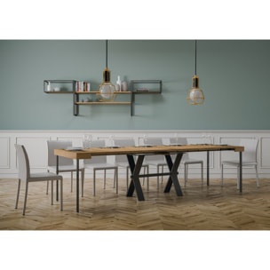 Consola extensible 90x40/300 cm Xenia Roble Natural estructura Antracita