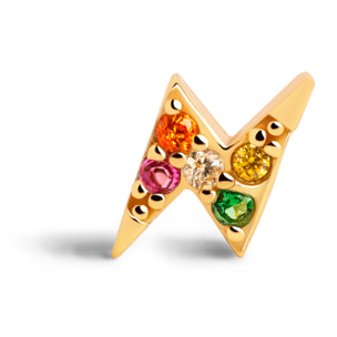 Orecchino Singolo Lightning Colors Argento Placcato Oro