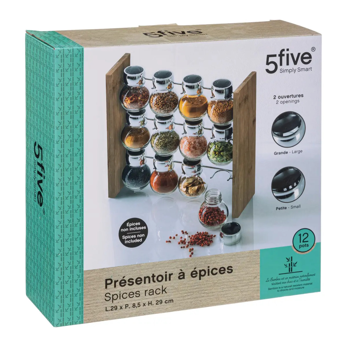 Support 12 pots à épices bambou