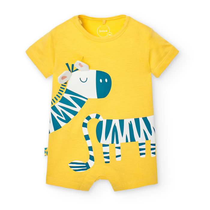 Pelele corto recién nacido, algodón estampado, amarillo