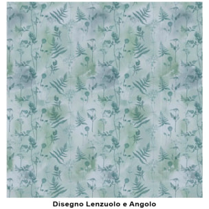 Lenzuolo Inferiore Angolare SOFFIONE VERDE 100% Cotone e Made in Italy floreale natura
