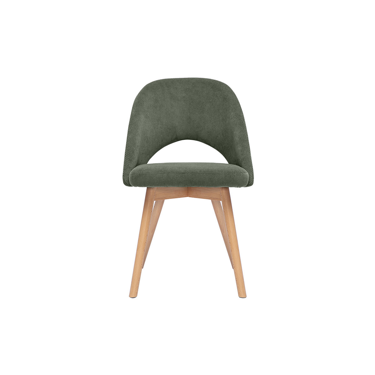 Chaises scandinaves en tissu velours côtelé vert kaki et bois clair (lot de 2) COSETTE